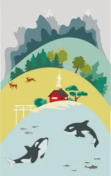 Landscape up to the sky Stock Illustration