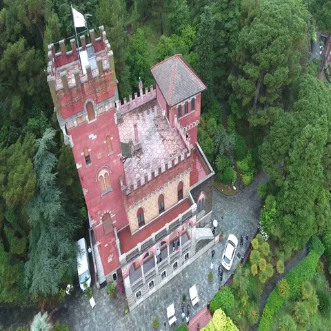 Landscape of a small castle during an event Stock Footage 69413507