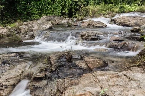 Landscape of a small stream in klong Lan national park of Thailand Stock Photos