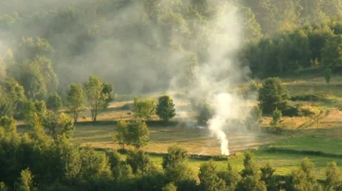 Landscape with a smoke Stock Footage 8649859