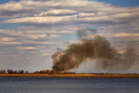 Landscape with a smoke Stock Photos