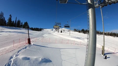 Landscape snow slope with ski elevator in winter ski resort Stock Footage 119353213