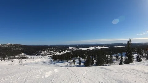 Landscape snow slope with ski elevator in winter ski resort. Stock Footage 119353374