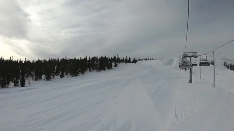 Landscape snow slope with ski elevator in winter ski resort Stock Footage 119353496