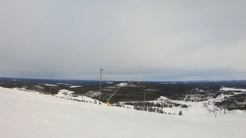 Landscape snow slope with ski elevator in winter ski resort. Stock Footage 119353544