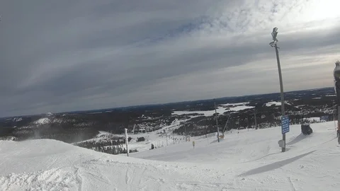 Landscape snow slope with ski elevator in winter ski resort Video stock 119353631