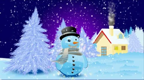 Landscape with snowman 库存影片 8927585