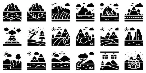 Landscape solid icon set 2 vector illustration Stock Illustration