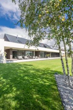 Landscape of spacious mansion Stock Photos