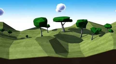 Landscape in spring - 3D low poly technique Video stock 22014930