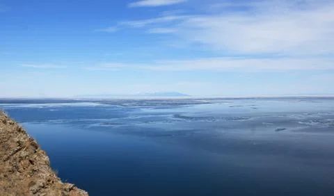 Landscape on the spring Baikal. Stock Photos