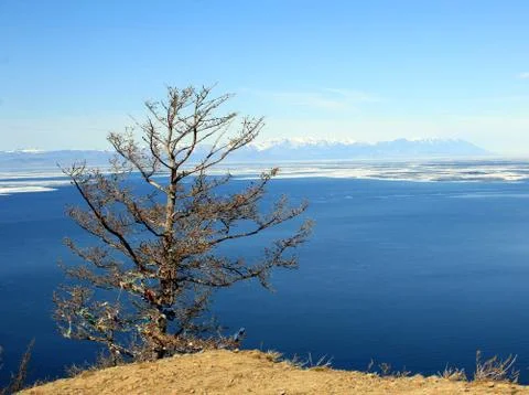 Landscape on the spring Baikal. Stock Photos