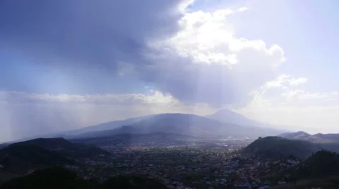 Landscape, stormy clouds, rain over mountains , Tenerife, Canary, time-lapse. Stock-Footage 43235677