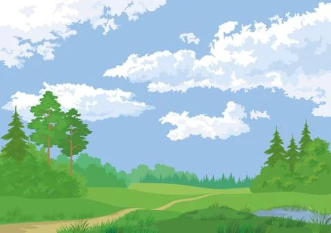 Landscape, summer forest Stock Illustration