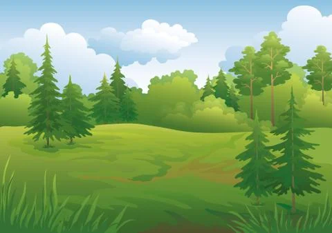 Landscape, summer forest Stock Illustration