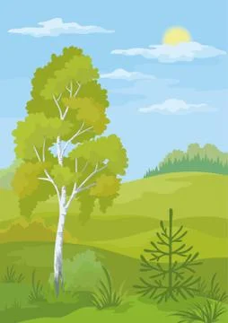 Landscape, summer forest Stock Illustration