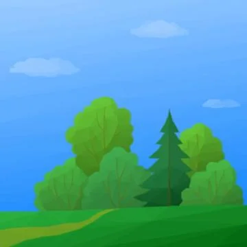 Landscape, Summer Forest Low Poly Stock Illustration