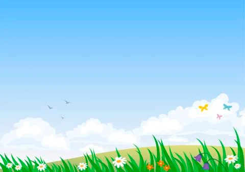 Landscape with summer nature Stock Illustration