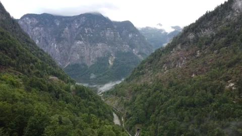 Landscape in summer from the top of a mountain in Austria, mist and clouds, moun Stock Footage 294346522