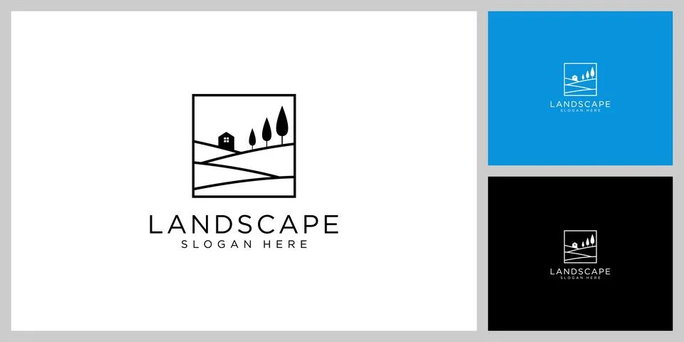 Landscape sun logo vector design Stock Illustration
