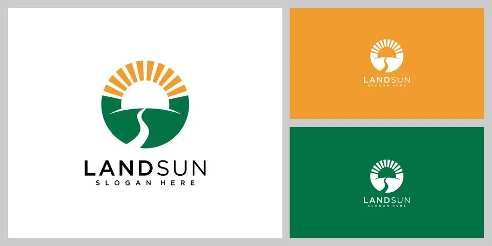 Landscape sun logo vector design Stock Illustration