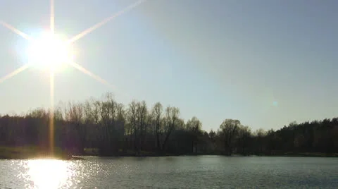 Landscape with the sun at sunset Stockbeeldmateriaal 22761598