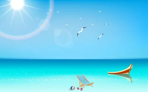 Landscape of sunlight at the beach in the day Stock Illustration
