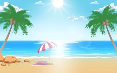 Landscape of sunlight at the beach in the day Stock Illustration