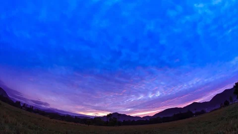 Landscape Sunrise and Cloudy Motion 4K Time Lapse (curved lens) Stock Footage 71176140