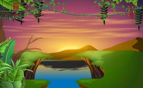 Landscape of sunrise on the mountain Stock Illustration