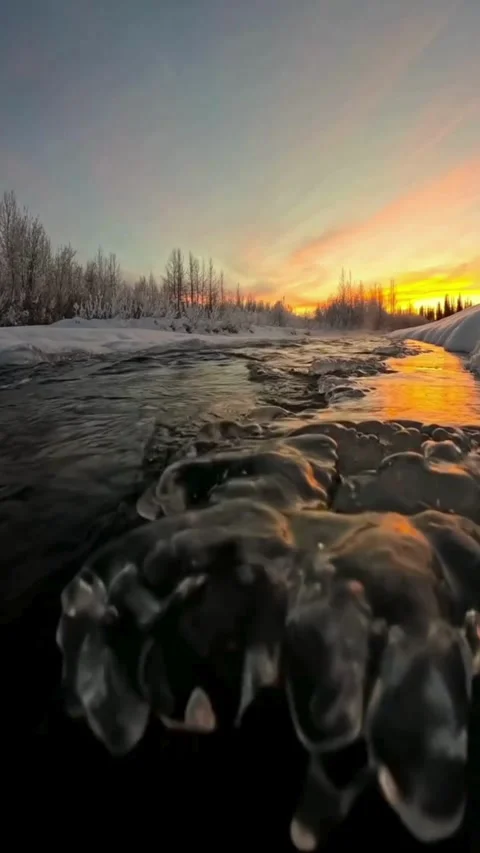 Landscape sunrise in winter. Stock Footage 320014283