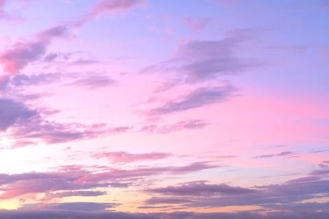 Landscape, sunset and sky with clouds in nature, climate change and atmosph.. Stock Photos