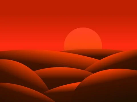 Landscape of sunset in the desert. Gradient landscape sun over sand dunes. .. Stock-Illustration