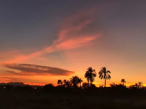 Landscape of a sunset in Elche Stock Photos