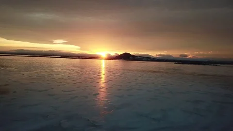 Landscape at Sunset With Lava Formations At Lake Myvatn In In North Iceland Stock Footage 118462327