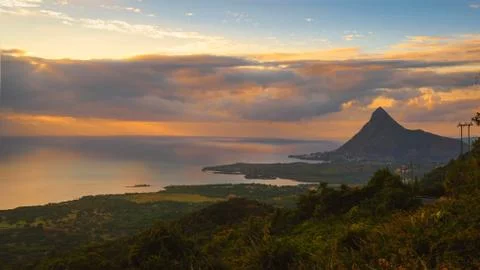 Landscape sunset at mauritius 写真素材
