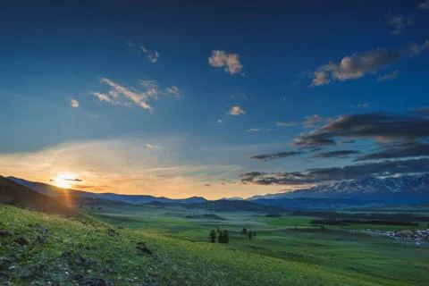 Landscape at sunset. mountains Stock Photos