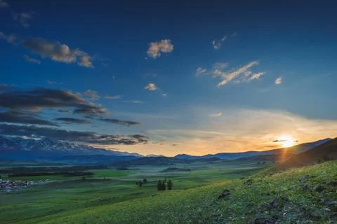 Landscape at sunset. mountains. Stock Photos