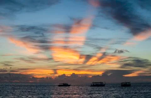 Landscape at sunset Stock Photos