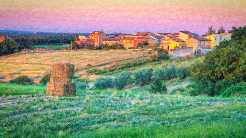 Landscape at sunset Stock Photos