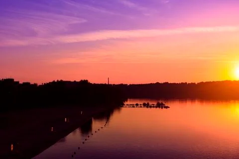 Landscape at sunset Stock Photos