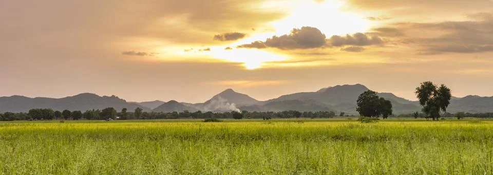 Landscape at sunset Stock Photos