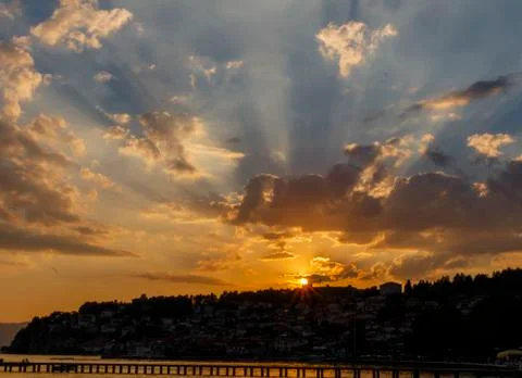 Landscape sunset Stock Photos