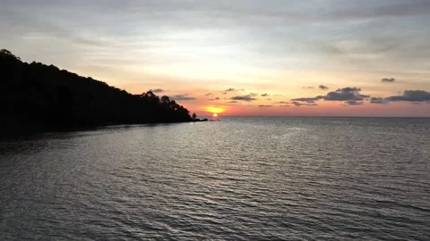 Landscape sunset sky over ocean sea as water wave in the island Stock Footage 231961204