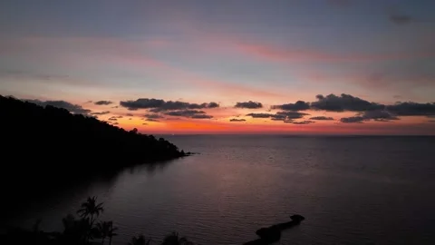 Landscape sunset sky over ocean sea as water wave in the island Stock Footage 231963407