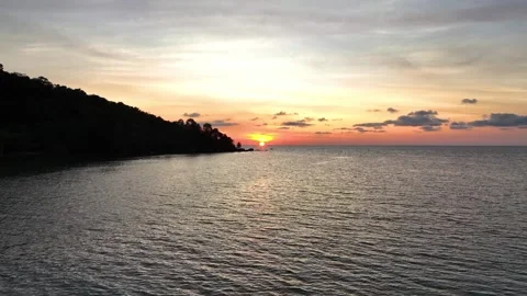 Landscape sunset sky over ocean sea as water wave in the island Stock Footage 231963414