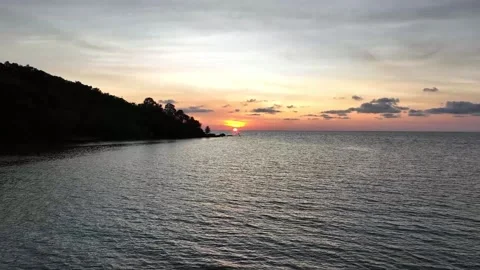  Landscape sunset sky over ocean sea as water wave in the island Stock Footage 231963423