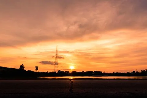 Landscape of sunset sky Stock Photos