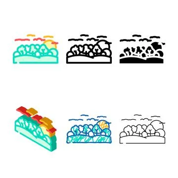 Landscape sunset sun summer sunlight variants color icon vector Stock Illustration
