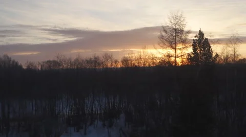 Landscape at sunset from the train window Stock Footage 61772537